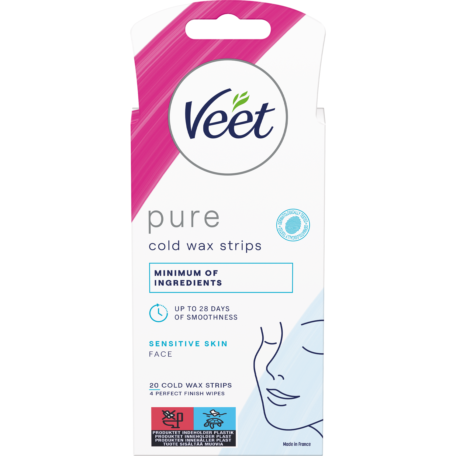 Veet Pure Cold Wax Strips Face Sensitive Skin